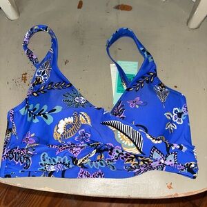 Seafolly Cobalt Blue Floral Strap Swim Top XXS